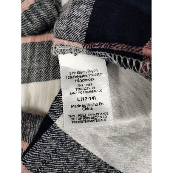 Time and Tru Maternity Womens Large Woven Button Up Top Blue Plaid Shirt - Picture 10 of 10